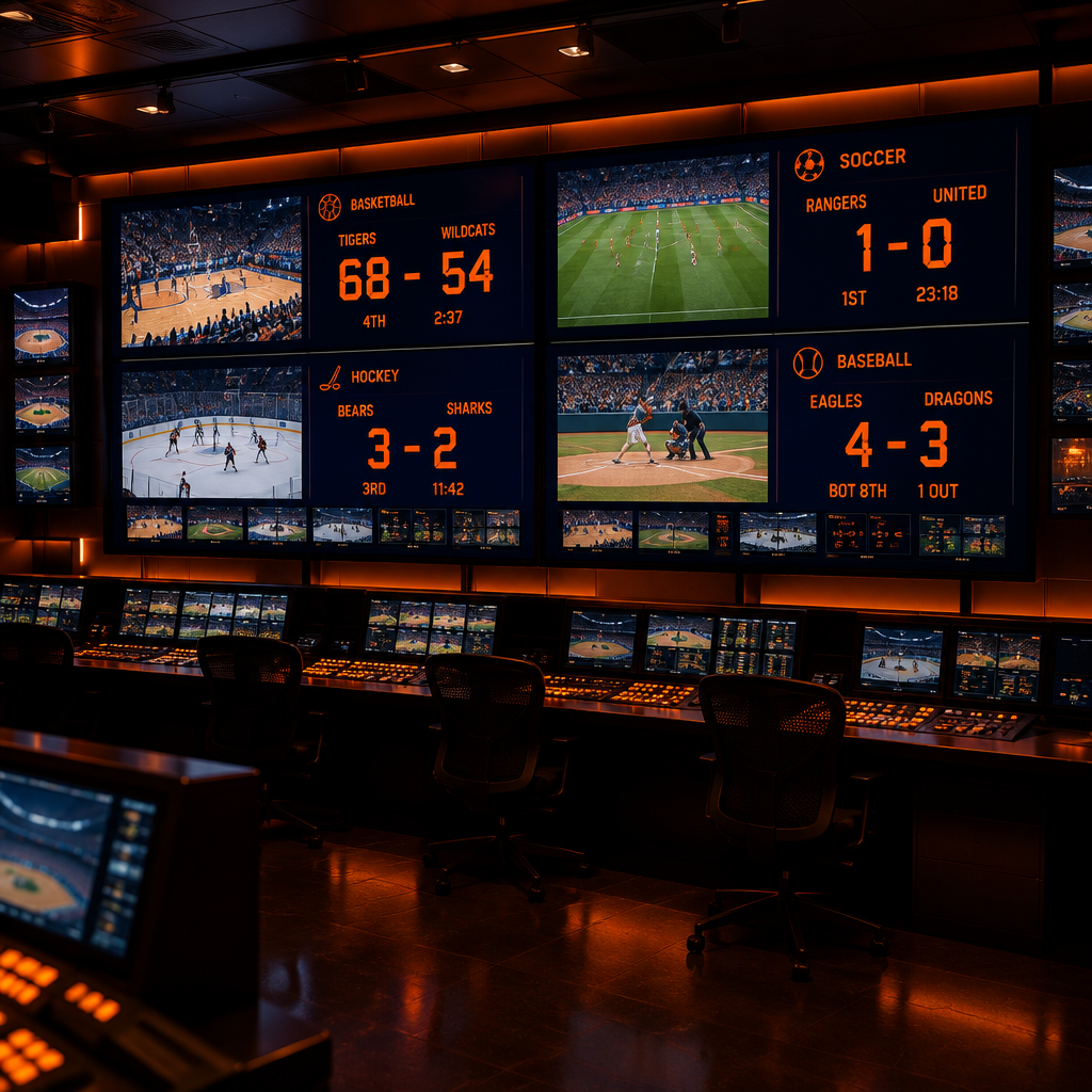 A broadcast-style live scoreboard graphic
